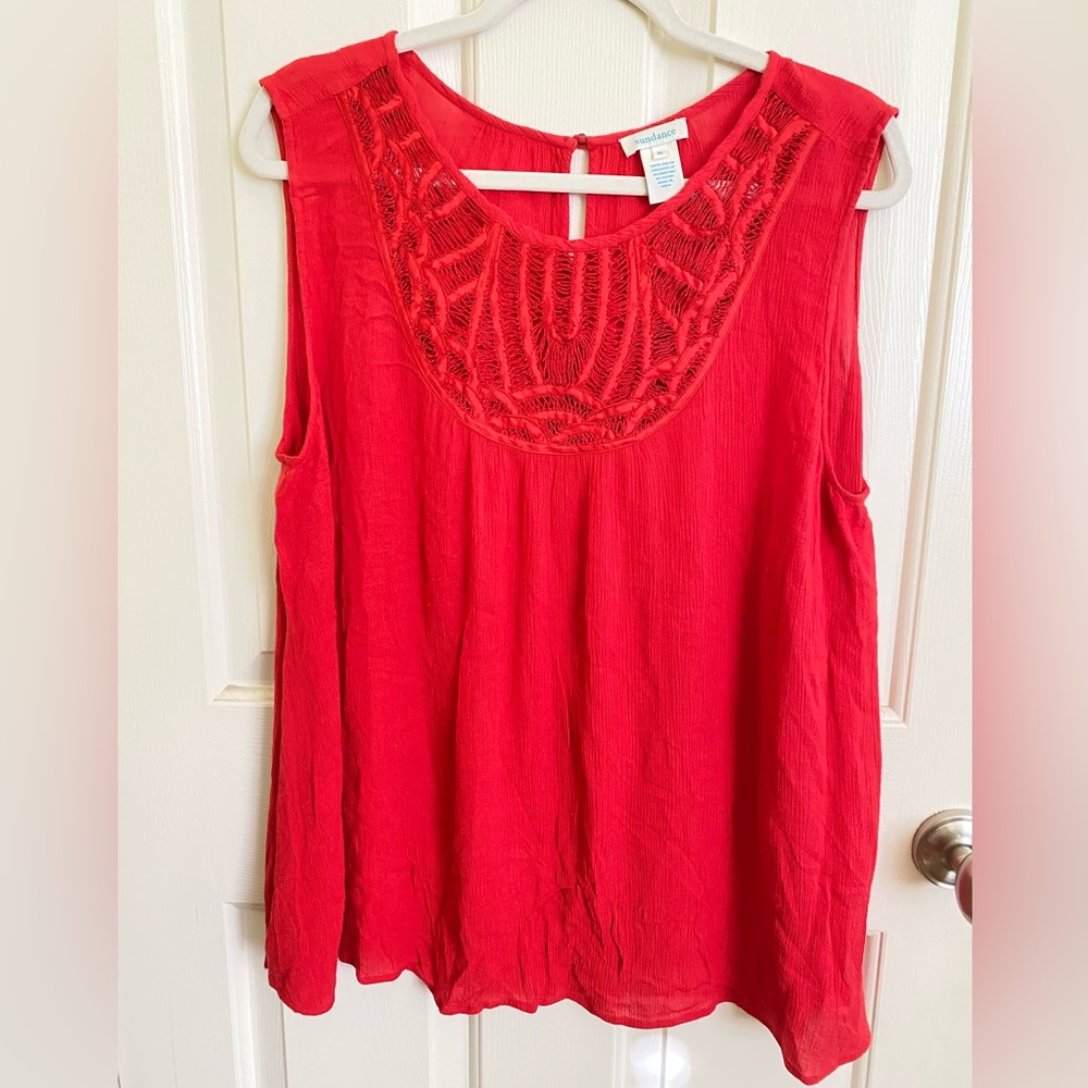Sundance Red Easy Elegance Shirred Tank Size XL